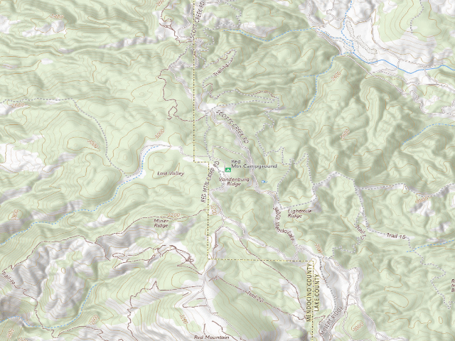 USGS topographic map of Red Mountain Campground