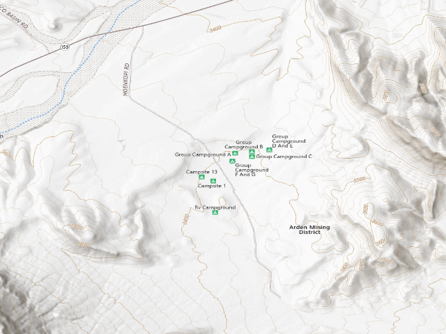 USGS topographic map of Red Rock Canyon Campground (BLM)