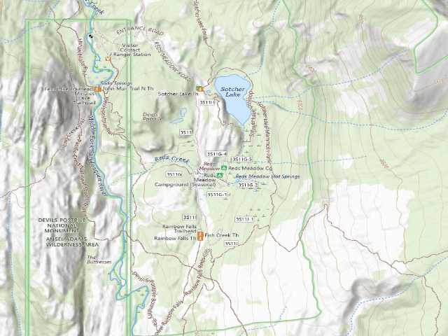 USGS topographic map of Reds Meadow Cg