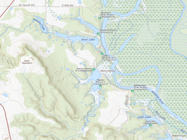 USGS topographic map of Reeves Ravine North (Tishomingo WMU)