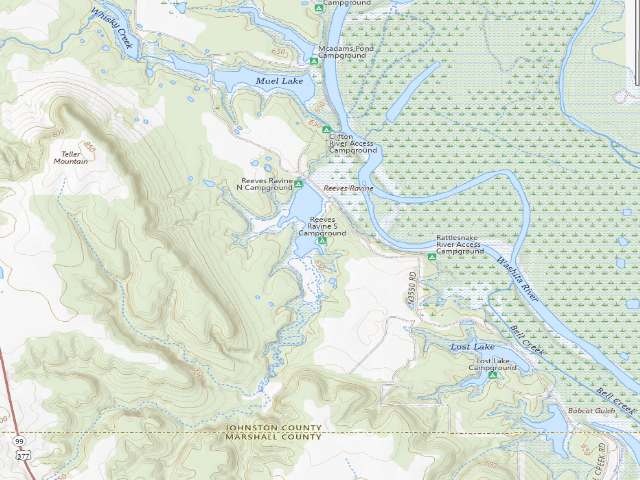 USGS topographic map of Reeves Ravine South (Tishomingo WMU)