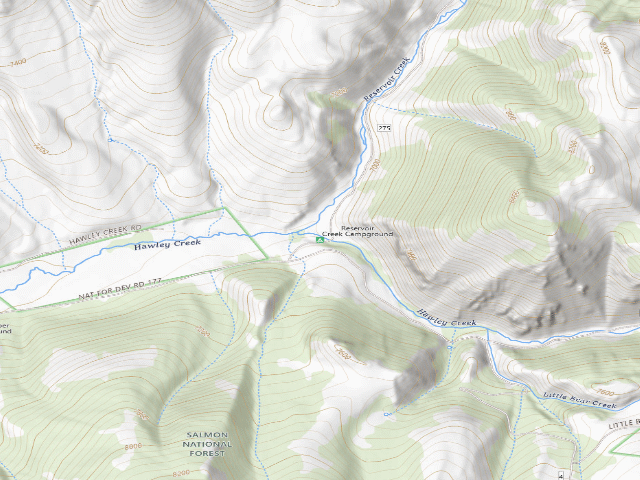 USGS topographic map of Reservoir Creek Campground