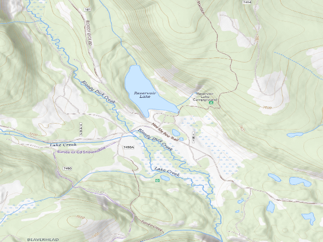 USGS topographic map of Reservoir Lake Campground