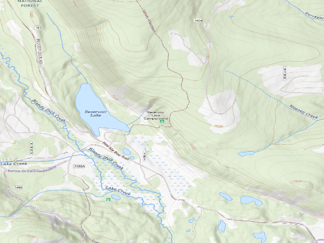 USGS topographic map of Reservoir Lake Campground