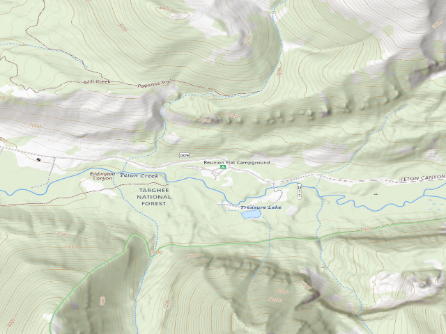 USGS topographic map of Reunion Flat Campground
