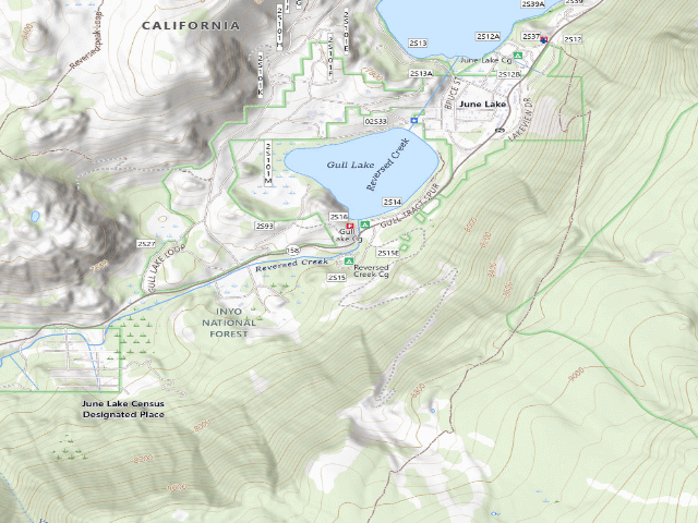 USGS topographic map of Reversed Creek Campground