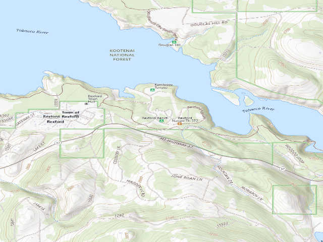 USGS topographic map of Rexford Bench