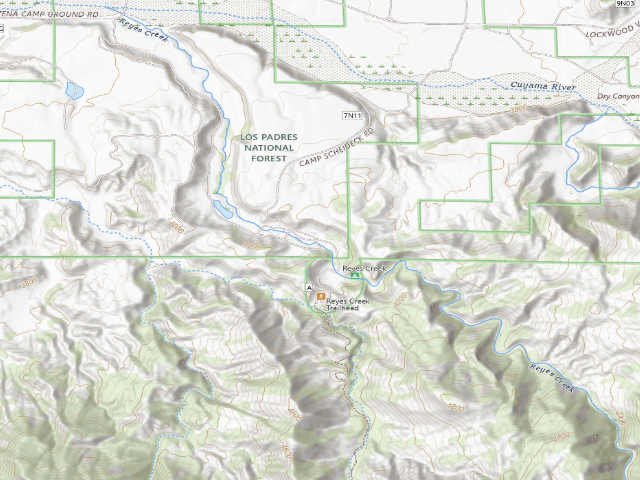 USGS topographic map of Reyes Creek