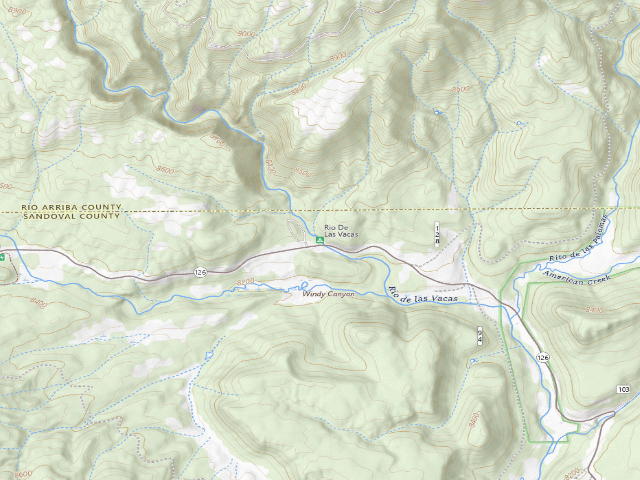 USGS topographic map of Rio De Las Vacas