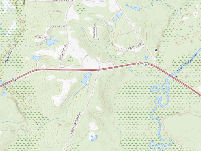 USGS topographic map of River Creek (Rolf and Alexandra Kauka) WMA Primitive Campground #1