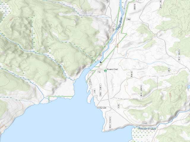 USGS topographic map of Rivers End Campground