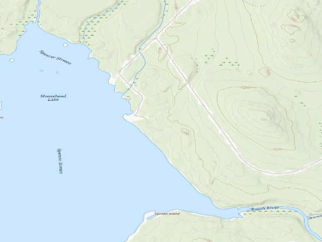 USGS topographic map of Roach Inlet (Moosehead Lake Shoreline Public Land)