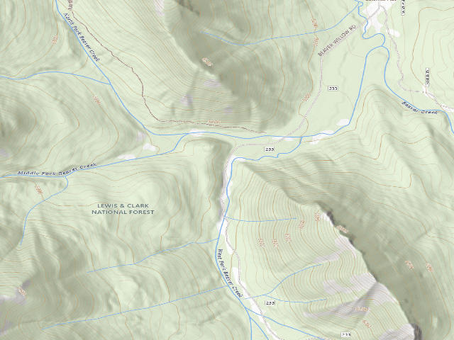 USGS topographic map of Road 233-01