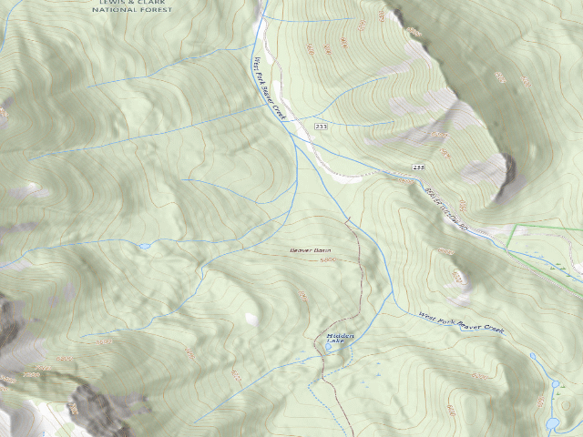 USGS topographic map of Road 233C-001