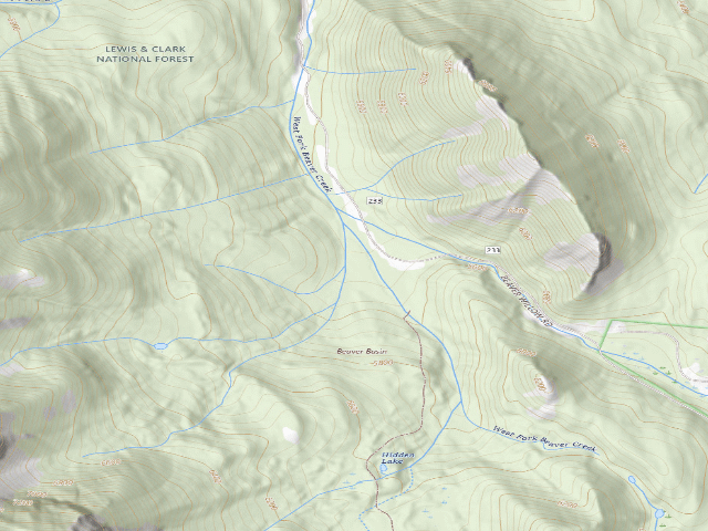 USGS topographic map of Road 233C-002