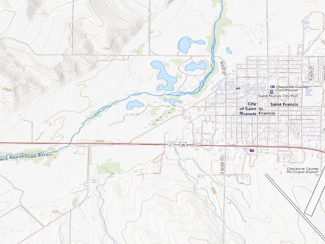 USGS topographic map of Roadside Park Campground (St. Francis)