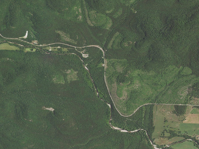 Aerial image of Roaring River Conservation Area