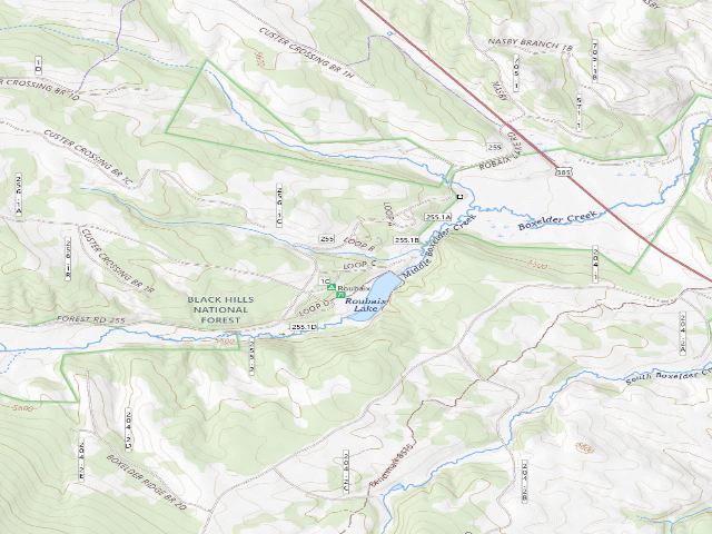 USGS topographic map of Robaix Lake Campground