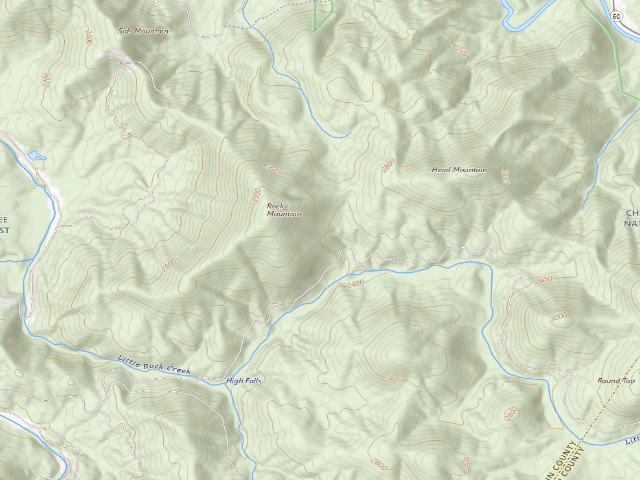 USGS topographic map of Rock Creek Dispersed Area