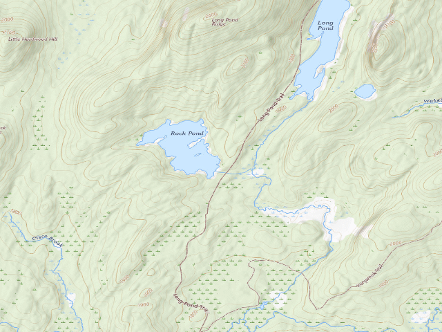 USGS topographic map of Rock Pond Campsite (Siamese Ponds Wilderness)