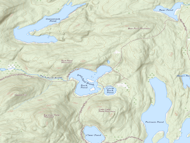 USGS topographic map of ROCK POND PRIMITIVE TENT SITE 2 (Pharaoh Lake Wilderness)