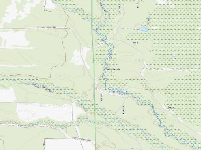 USGS topographic map of Rock Rapids Dispersed Campsites