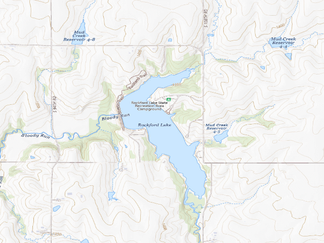 USGS topographic map of Rockford Lake SRA
