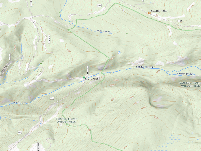 USGS topographic map of Rocky Bluff Campground