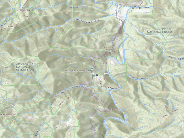 USGS topographic map of Rocky Bluff Campground