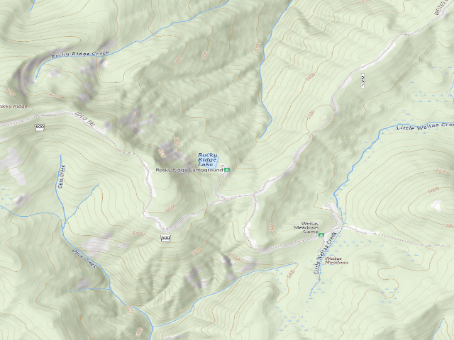 USGS topographic map of Rocky Ridge Campground