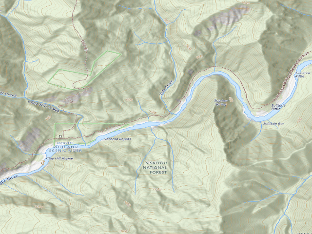 USGS topographic map of Rogue River Floater/Hiker Campsites