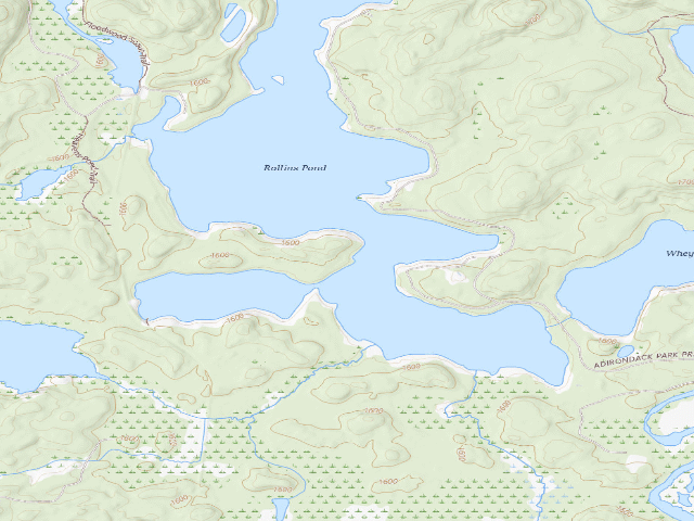 USGS topographic map of Rollins Pond Site 1 (Saranac Lakes Wild Forest)