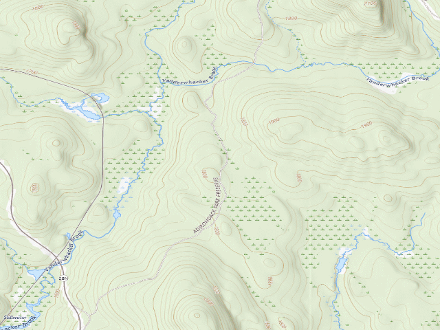 USGS topographic map of Roosevelt Truck Trail Campsite 1 (Vanderwhacker Mountain Wild Forest)