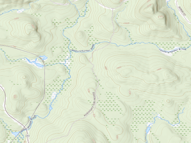 USGS topographic map of Roosevelt Truck Trail Campsite 2 (Vanderwhacker Mountain Wild Forest)