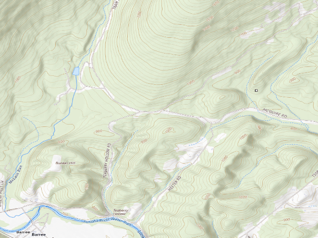 USGS topographic map of Rothrock State Forest roadside campsite 001 McGuire Road