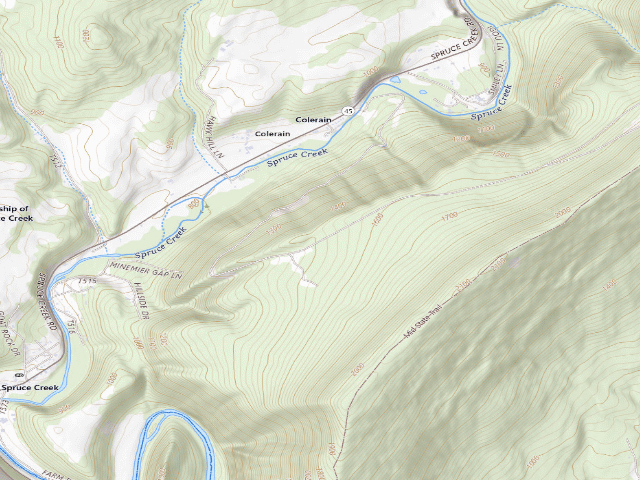 USGS topographic map of Rothrock State Forest roadside campsite 002 Colerain Road