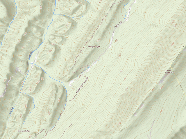 USGS topographic map of Rothrock State Forest roadside campsite 007 Frew Road