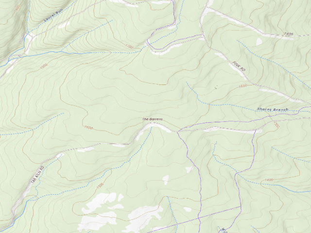 USGS topographic map of Rothrock State Forest roadside campsite 008 Tar Kiln Road