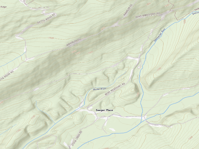 USGS topographic map of Rothrock State Forest roadside campsite 009 Beibleheimer Road