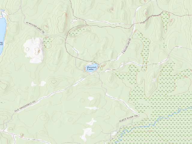 USGS topographic map of Round Lake State Forest Campground