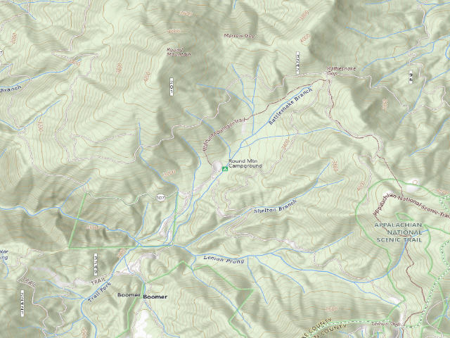 USGS topographic map of Round Mountain Campground