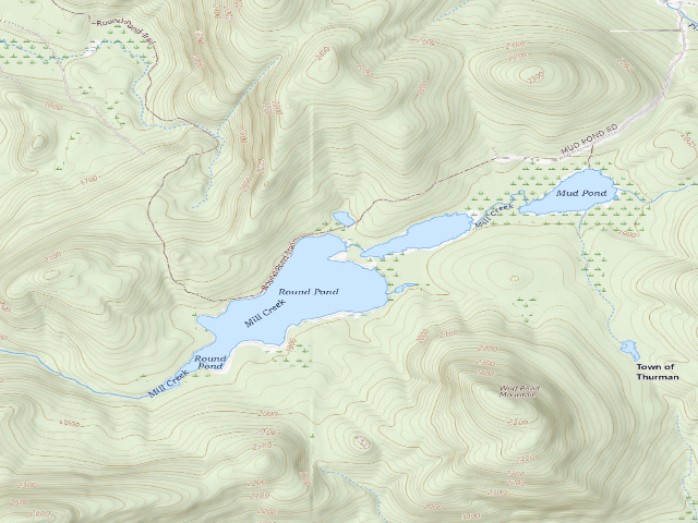 USGS topographic map of Round Pond Campsite (Wilcox Lake Wild Forest)