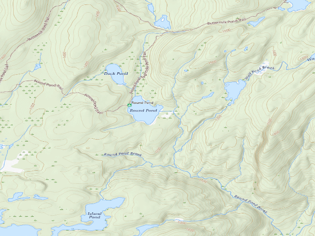 USGS topographic map of Round Pond (Lake George Wild Forest)