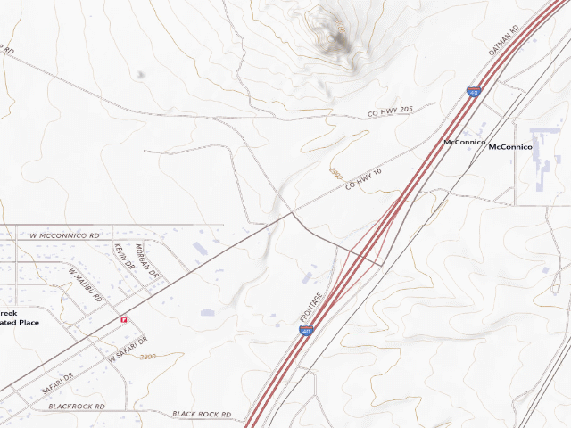 USGS topographic map of Route 66 Historic Back Country Byway