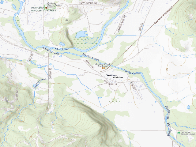 USGS topographic map of Row River Trail
