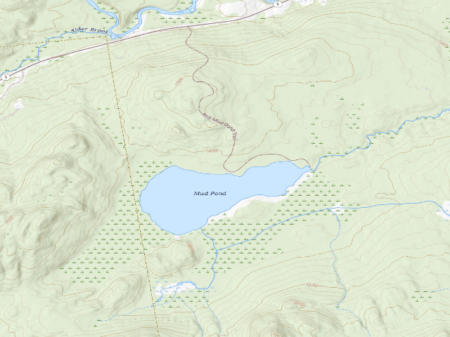 USGS topographic map of Rt.3 Mud Pond Campsite (Taylor Pond Wild Forest)