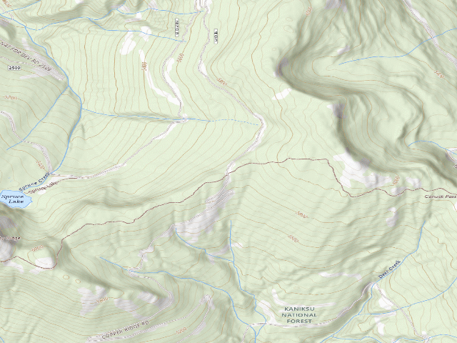USGS topographic map of Ruby Ridge Trailhead 01