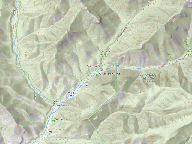 USGS topographic map of Rucker Forest Camp