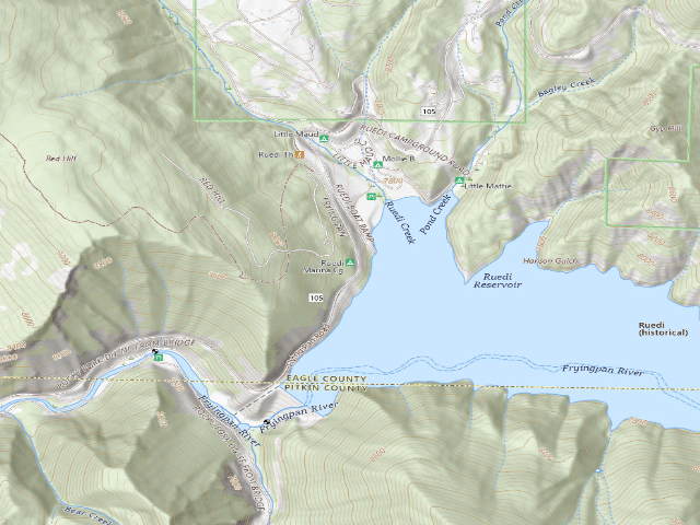 USGS topographic map of Ruedi Marina Cg