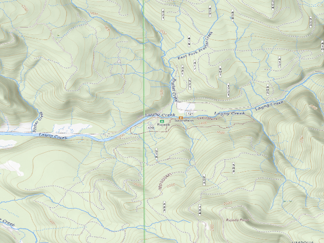 USGS topographic map of Rujada Campground / Picnic Site / Swordfern Trailhead